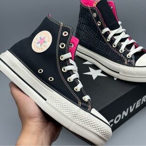 Converse Glazed Chrome Chuck Taylor All Star Lift Hi Women’s Sneaker Black Shoes